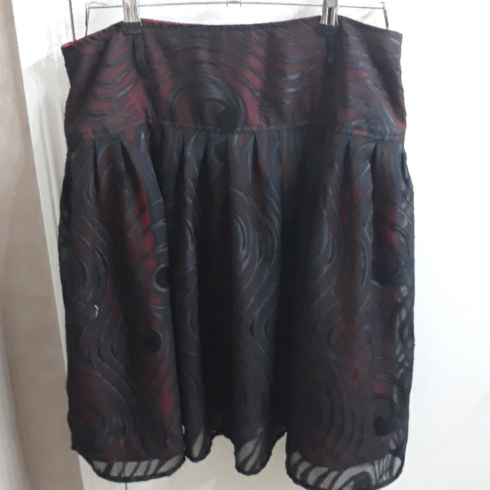 Red and black lace skirt
